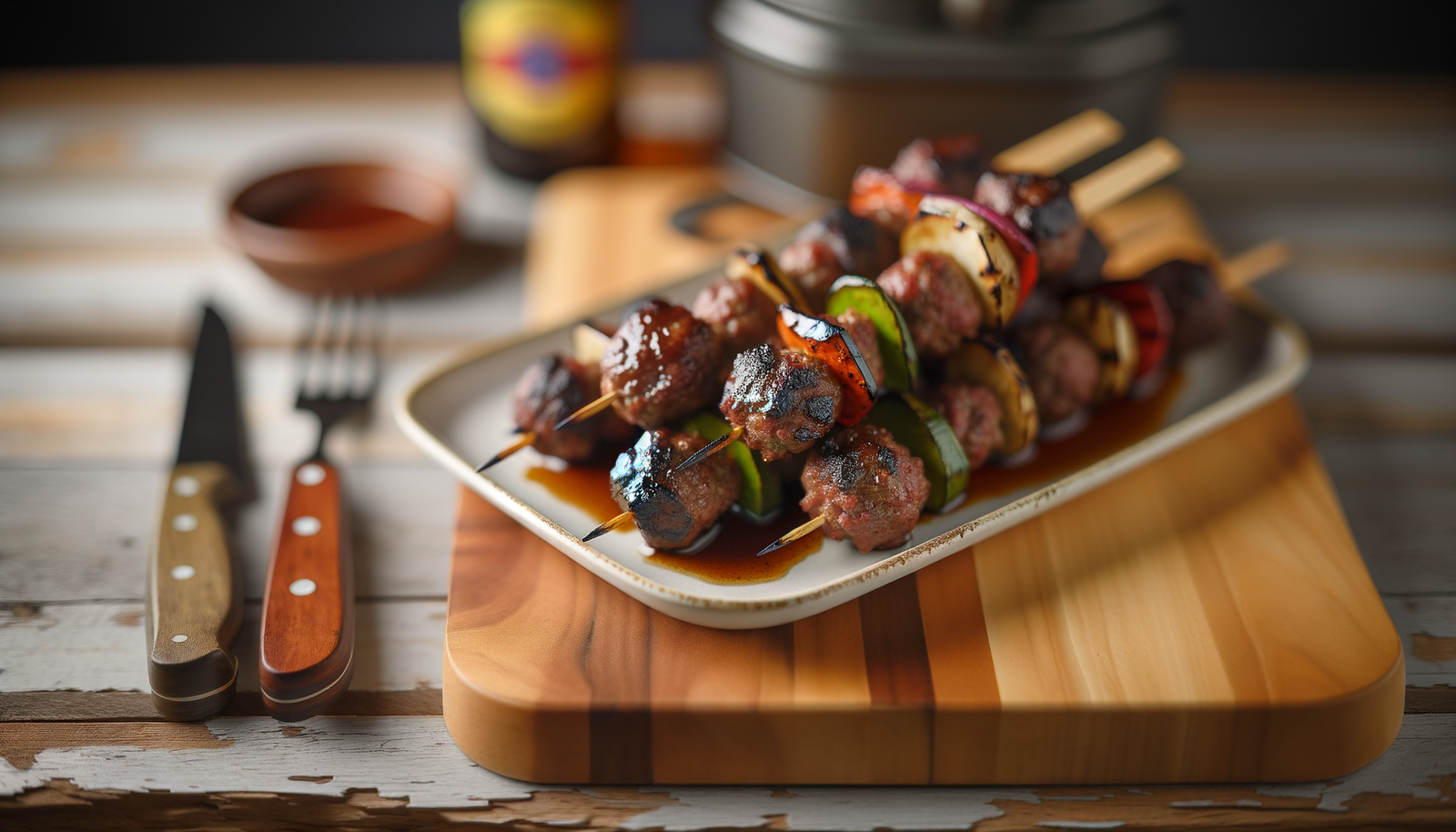 Colorado Bison Meatball Skewers with Smoky BBQ Glaze