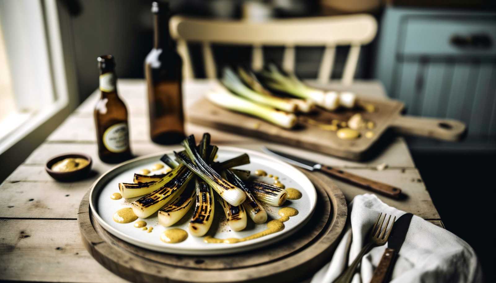 Charred Leeks with Mustard Vinaigrette