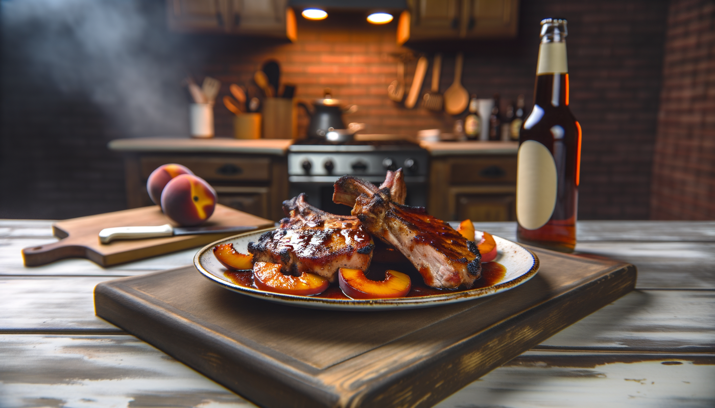 Georgia Peach Bourbon BBQ Pork Chops on the Grill