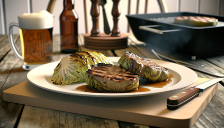 Grilled Scottish Cabbage Steaks with Whisky Vinegar