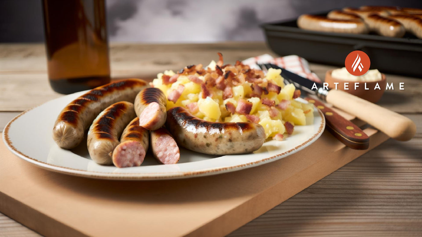 German Grilled Bockwurst with Warm Potato Salad