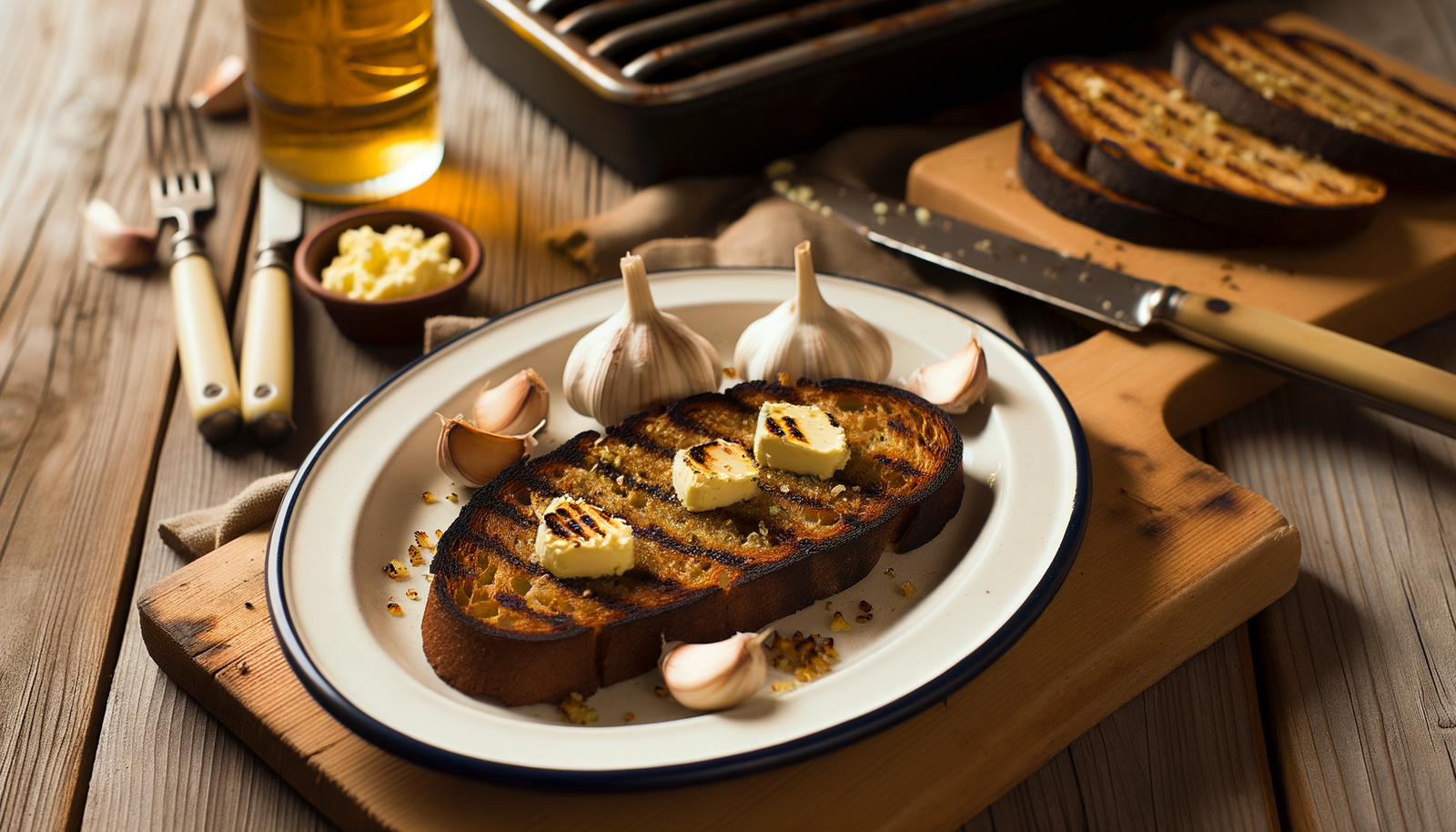 German Grilled Rye Bread with Garlic Butter