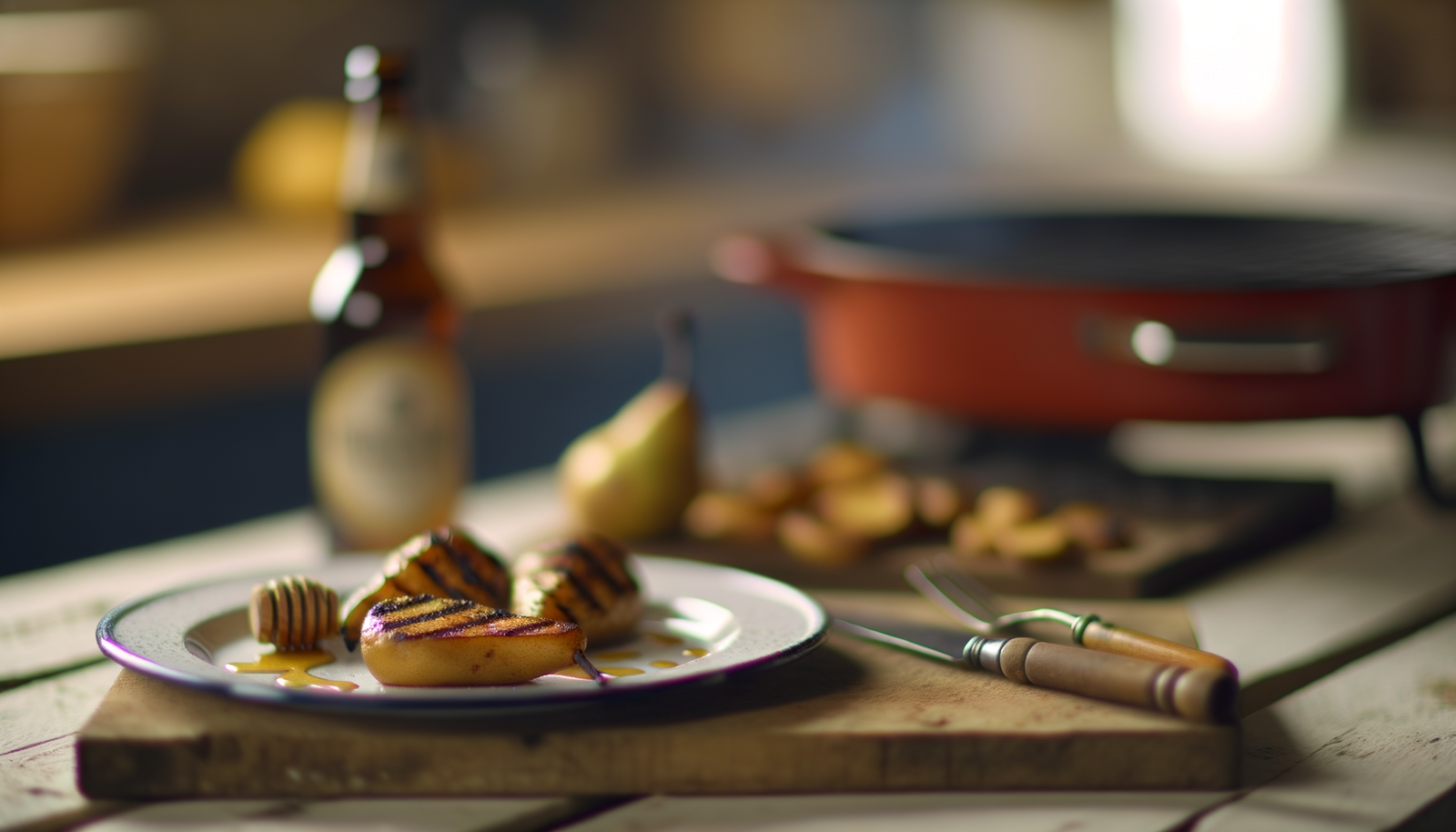 British Spiced Grilled Pears with Honey