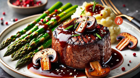 Perfectly Grilled Filet Mignon with Red Wine Mushroom Sauce