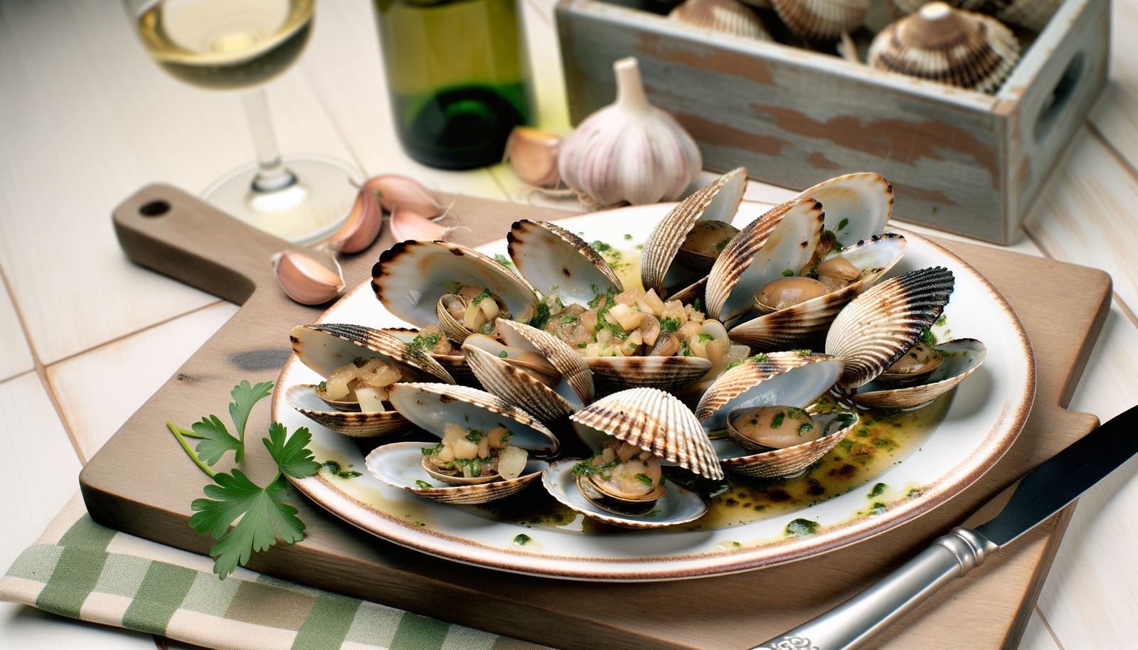 Spanish Grilled Clams with White Wine and Garlic