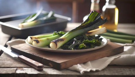 Charred Irish Leeks and Kale on the Arteflame Grill