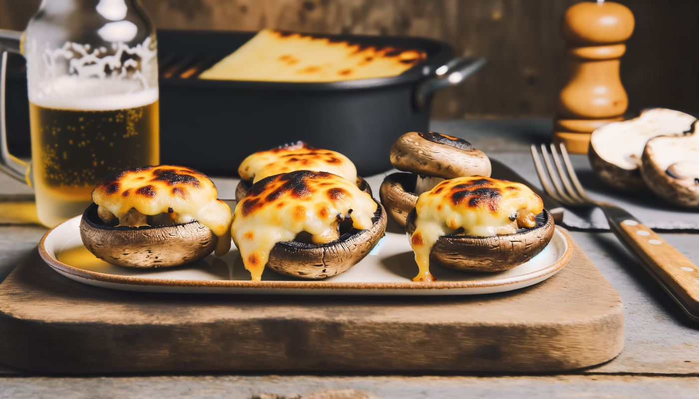 Grilled Welsh Rarebit-Stuffed Portobello Mushrooms