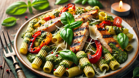 Grilled Pesto Chicken Riggies on the Arteflame Grill
