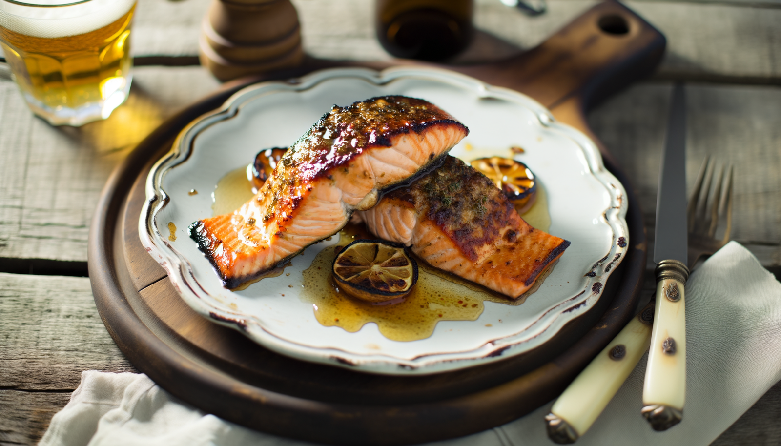 Grilled Belgian Witbier Glazed Salmon on Arteflame