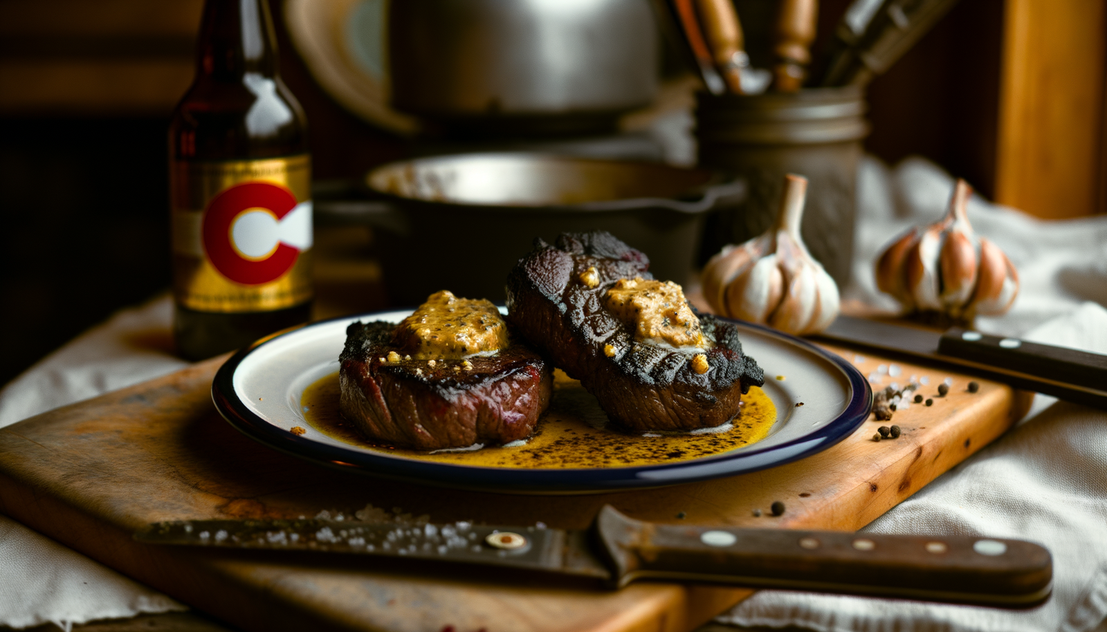 Colorado Charred Bison Steaks with Garlic Butter