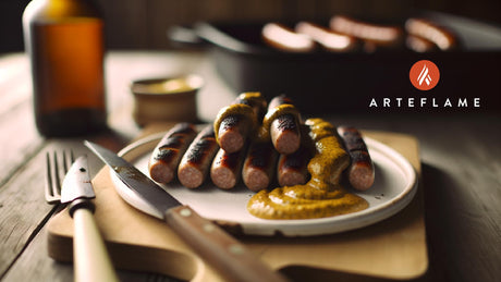 Norwegian Smoky Grilled Sausages with Aquavit Mustard
