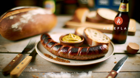 Grilled French Toulouse Sausage with Mustard & Bread