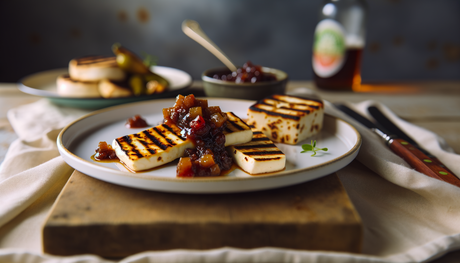 British Grilled Halloumi with Winter Spiced Chutney