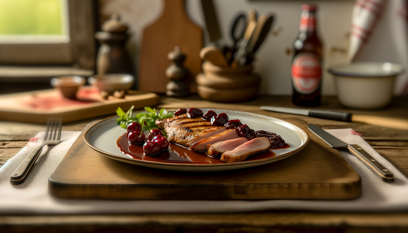 Grilled Delaware Duck Breast with Cherry Reduction