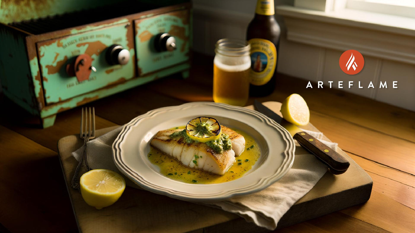 Maine Grilled Halibut with Lemon Butter