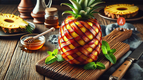 Grilled Pineapple Wrapped in an Interwoven Lattice of Bacon