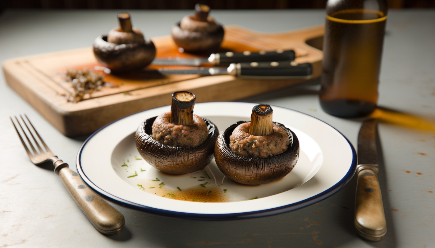 Grilled Scottish Haggis-Stuffed Mushrooms