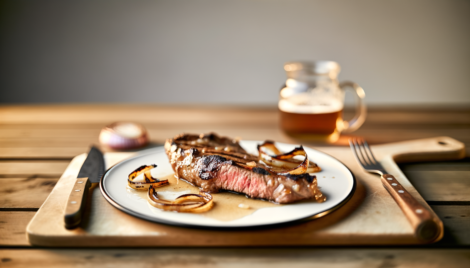 German Beer and Onion Marinated Steak on the Grill