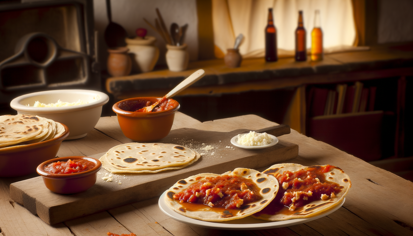 Mexican Pellizcadas with Salsa Roja on the Grill