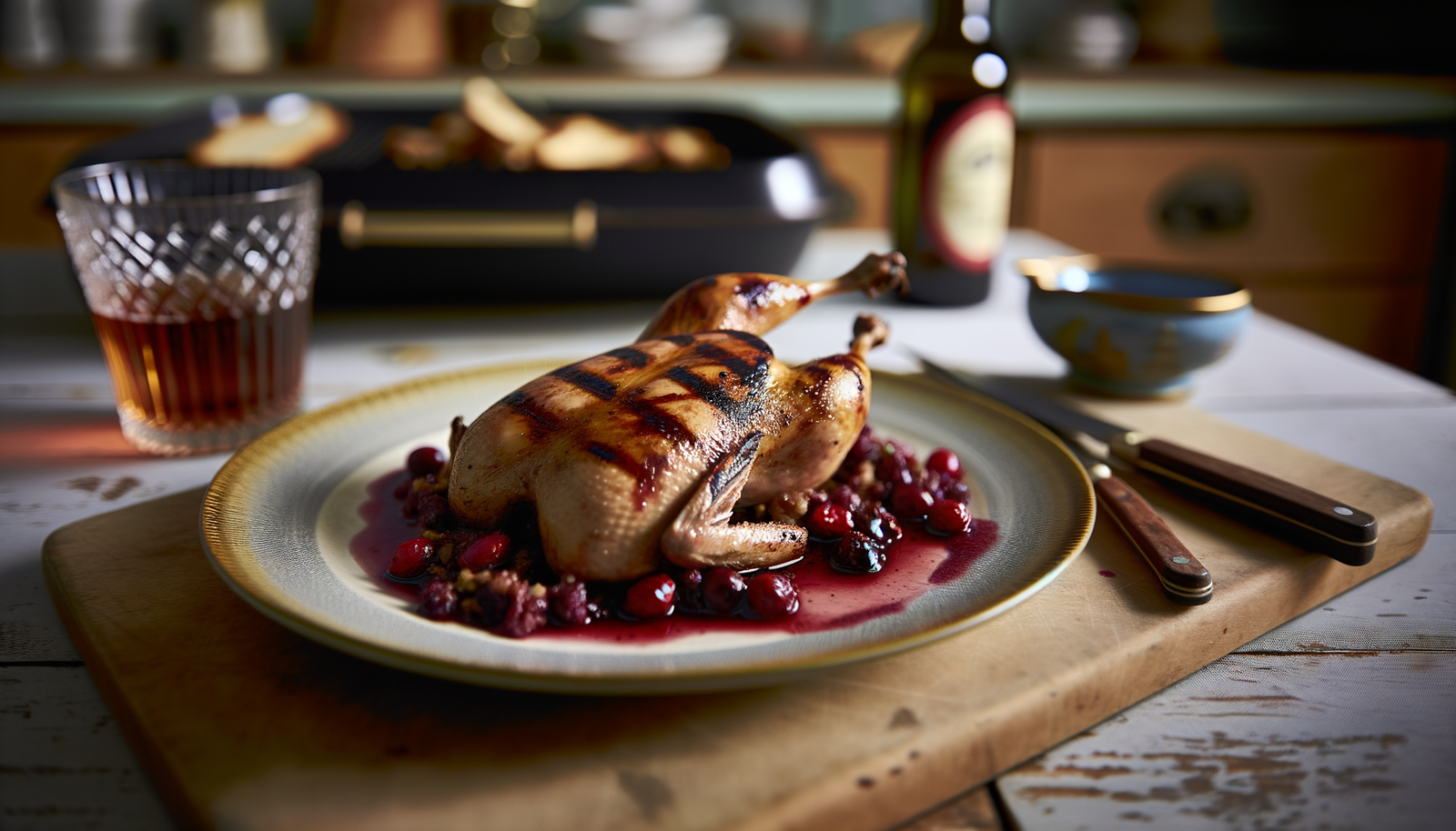 British Grilled Pheasant with Cranberry Glaze