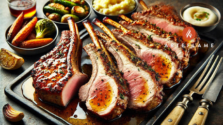 Herb-Crusted Frenched Pork Rack with Apple Cider Glaze