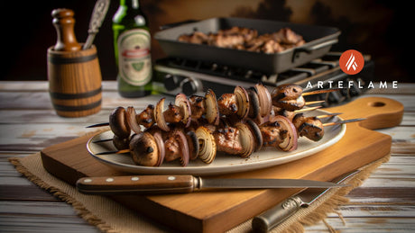 Finnish Wild Mushroom & Onion Skewers on the Grill