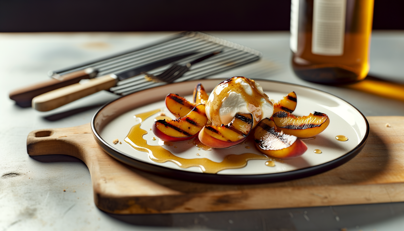 Grilled California Peaches with Honey & Mascarpone