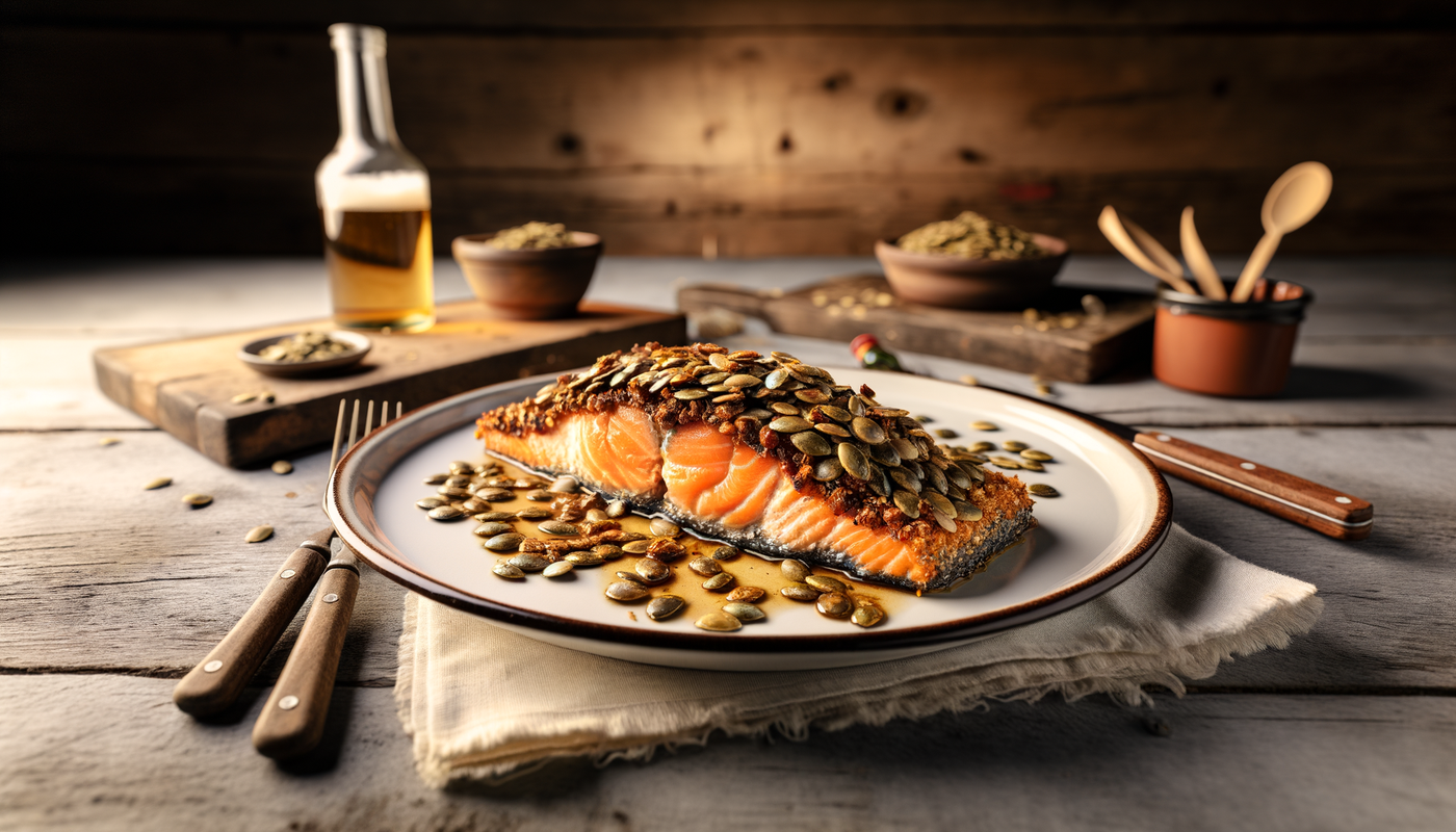 Austrian Styrian Pumpkin Seed Crusted Salmon