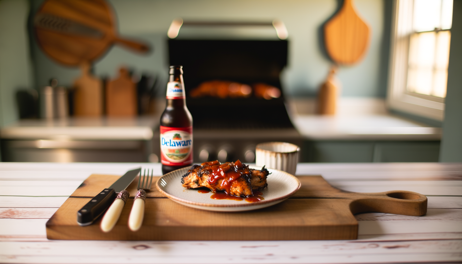 BBQ Chicken with Delaware Peach Glaze on the Arteflame