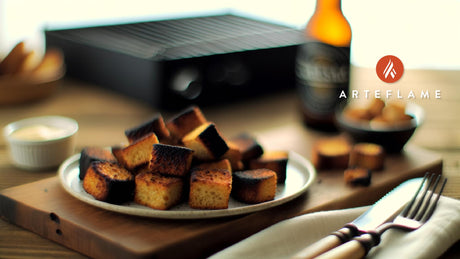Indiana Charred Cornbread Croutons on the Arteflame