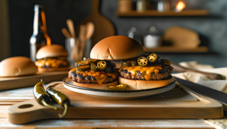 Kansas Charred Jalapeño Cheddar Burgers