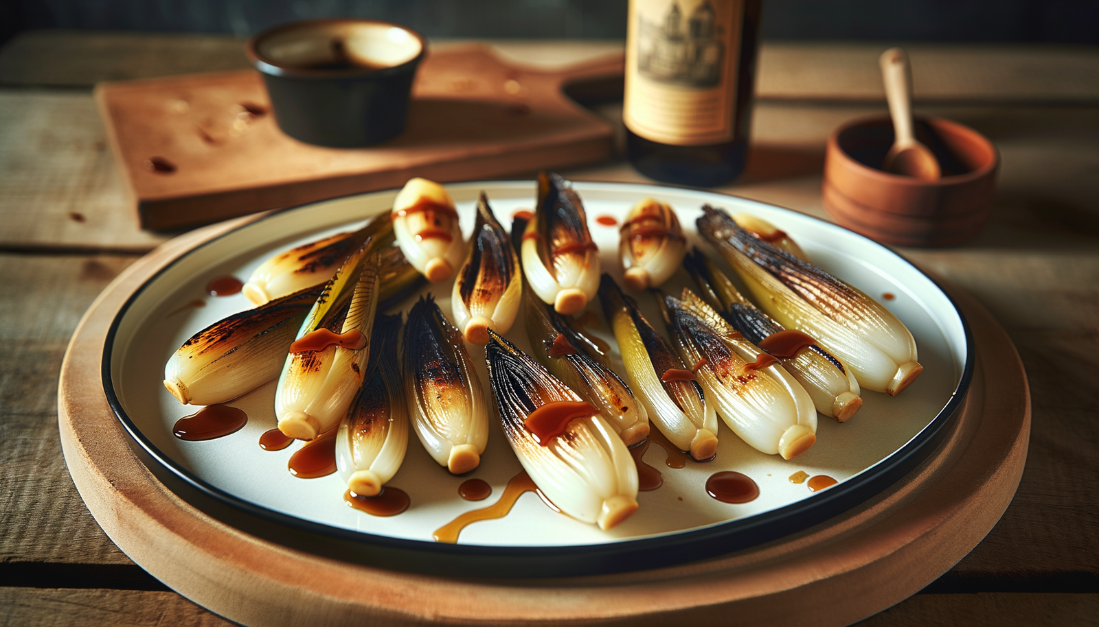 Charred Belgian Endives with Honey and Balsamic Glaze