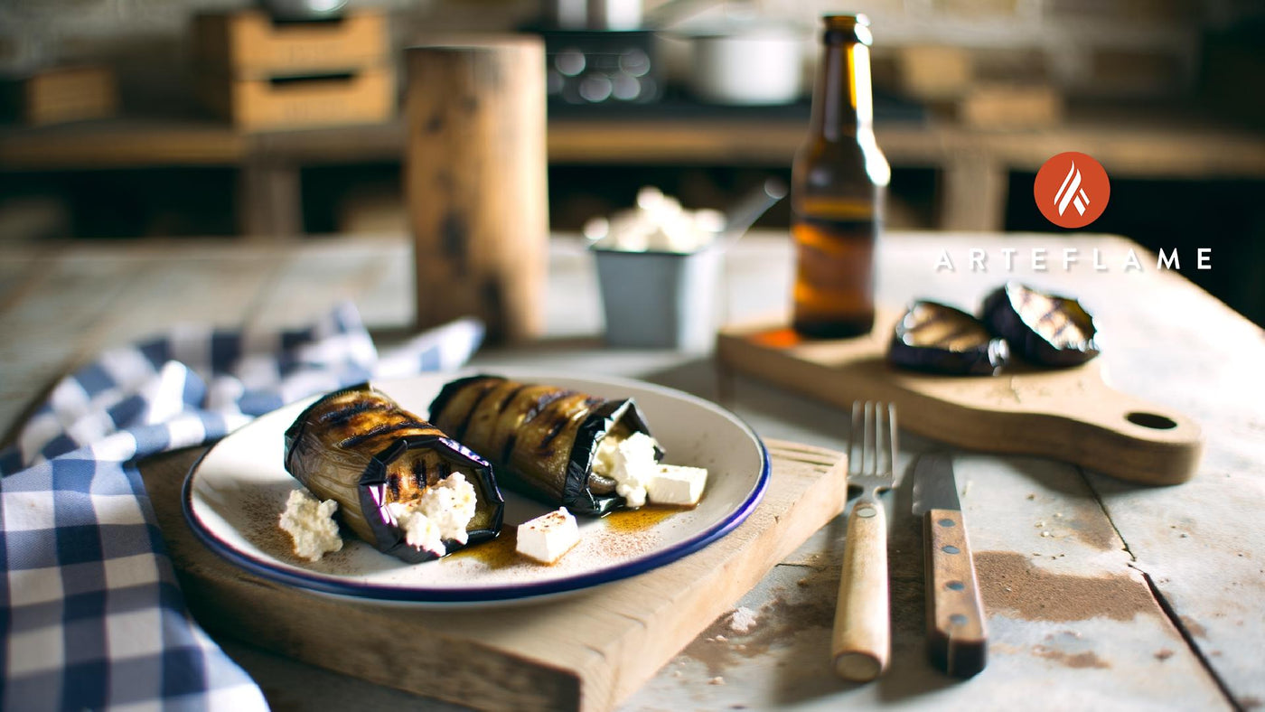 Greek Grilled Eggplant Rolls with Feta