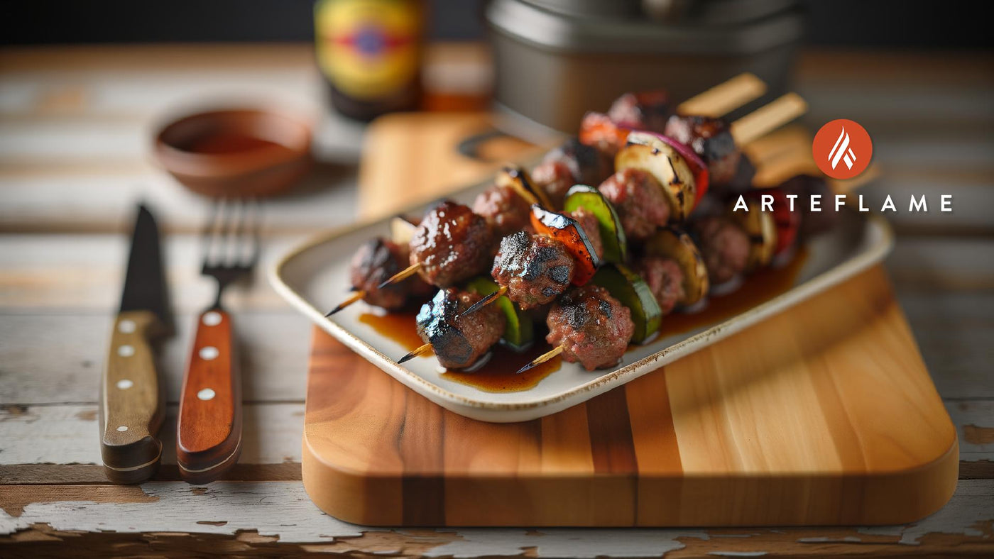 Colorado Bison Meatball Skewers with Smoky BBQ Glaze