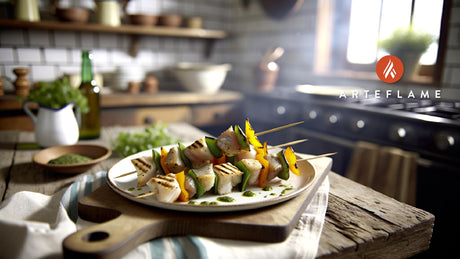 California Grilled Fish Skewers with Herb Sauce