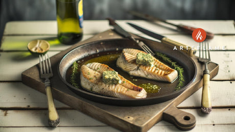 Maryland Rockfish Steaks with Herb Butter on Arteflame