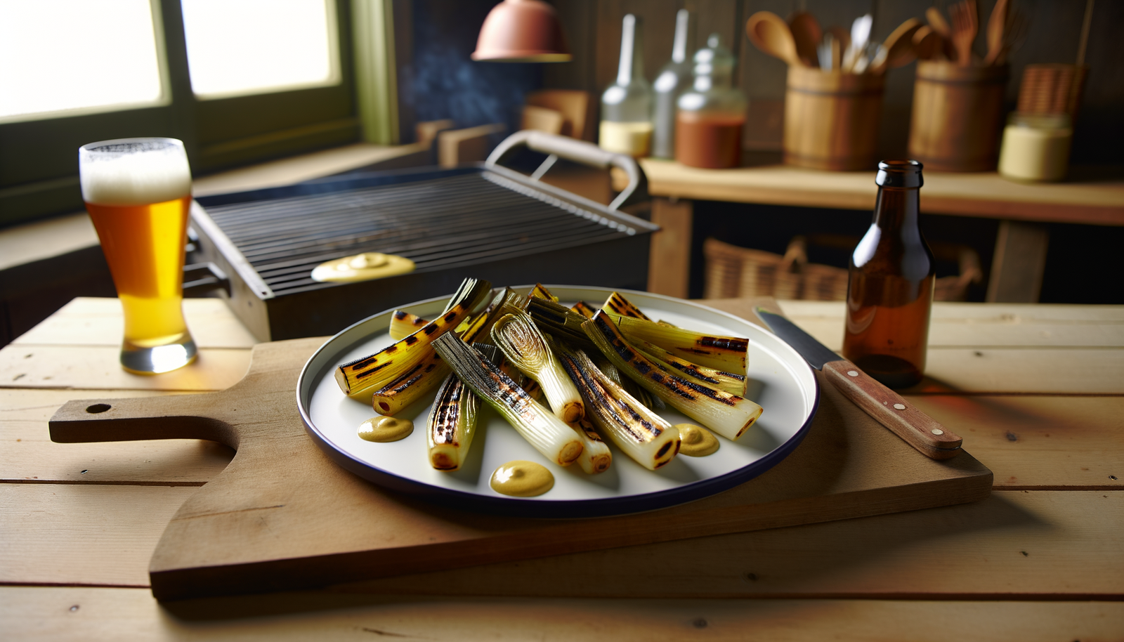 Belgian Grilled Leeks with Mustard Dressing