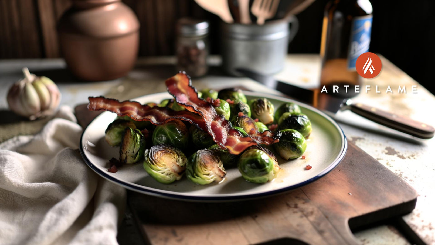 Maine Charred Brussels Sprouts with Bacon on the Arteflame