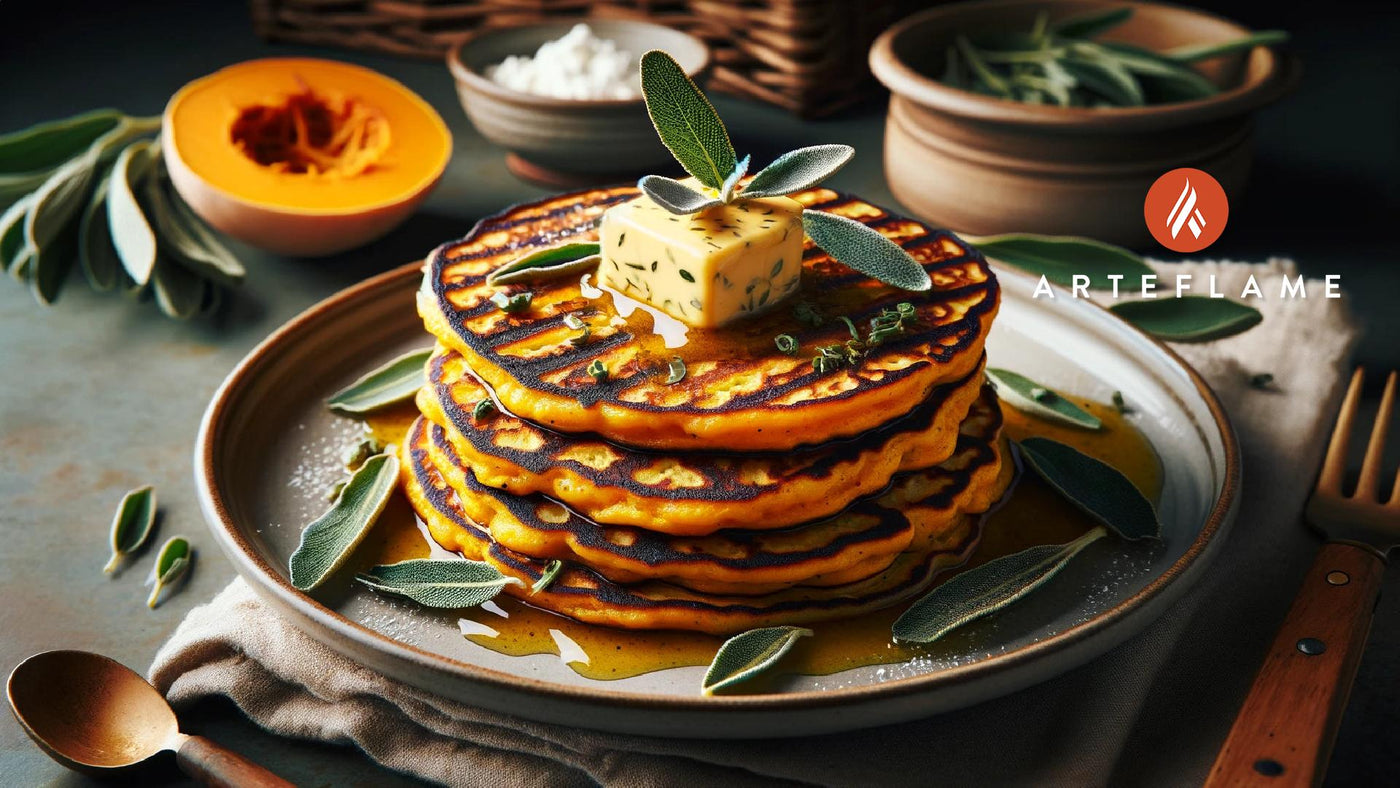 Grilled Squash Pancakes with Sage Butter Recipe on the Arteflame Grill