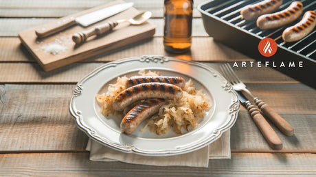 Minnesota Beer Brats with Sauerkraut on the Grill