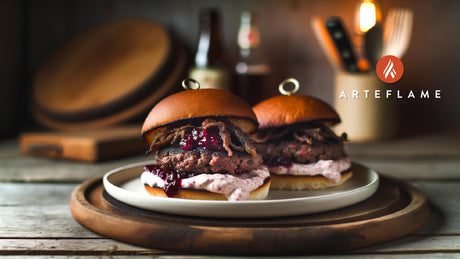 Norwegian Flame-Grilled Moose Burgers with Lingonberry Mayo