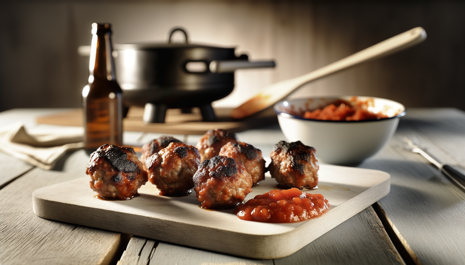 Grilled Belgian Meatballs with Tomato Sauce