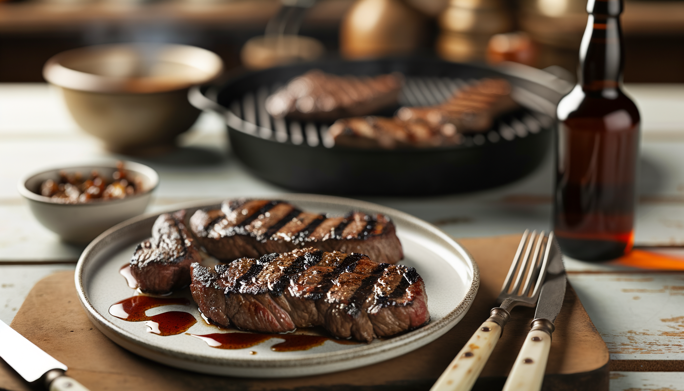 Grilled Elk Steaks with Whiskey Glaze - Illinois Style