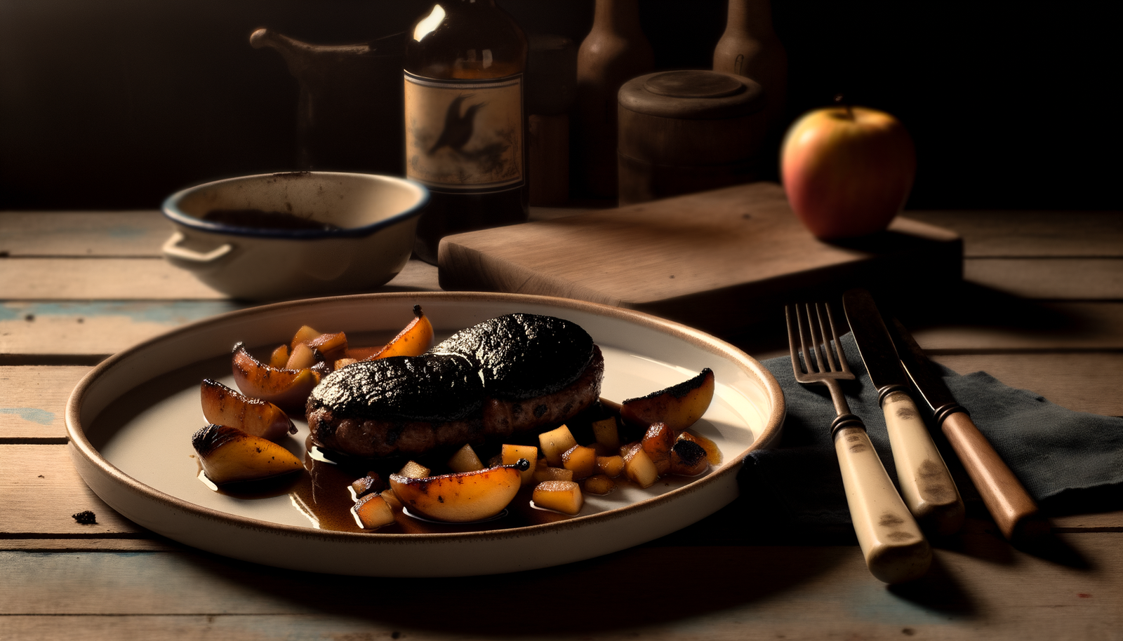 Dutch Grilled Black Pudding with Caramelized Apples