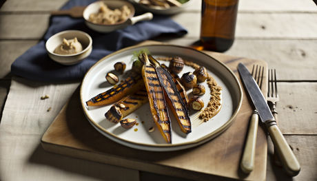 French Grilled Parsnip with Hazelnut Butter