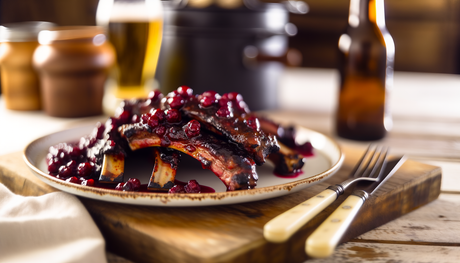 Norwegian Grilled Lamb Ribs with Lingonberry Glaze