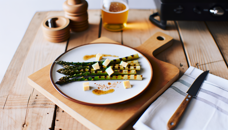 Grilled Spanish Asparagus with Manchego Cheese