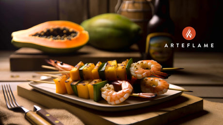 Grilled Hawaii Papaya Shrimp Skewers on Arteflame