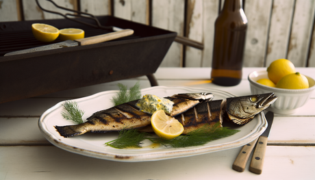 Swedish Charcoal-Grilled Pike with Lemon-Dill Butter