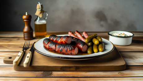 Polish Charred Hunter’s Sausage with Pickles & Horseradish